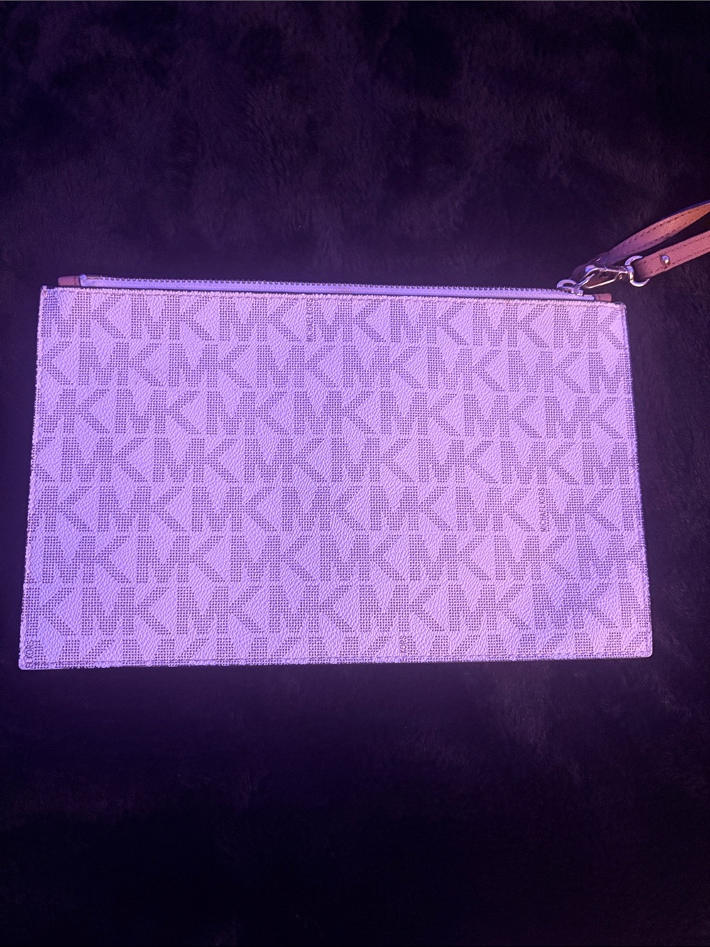 Michael Kors Pink Logo Print Wristlet with Tan Strap - Picture 2 of 2